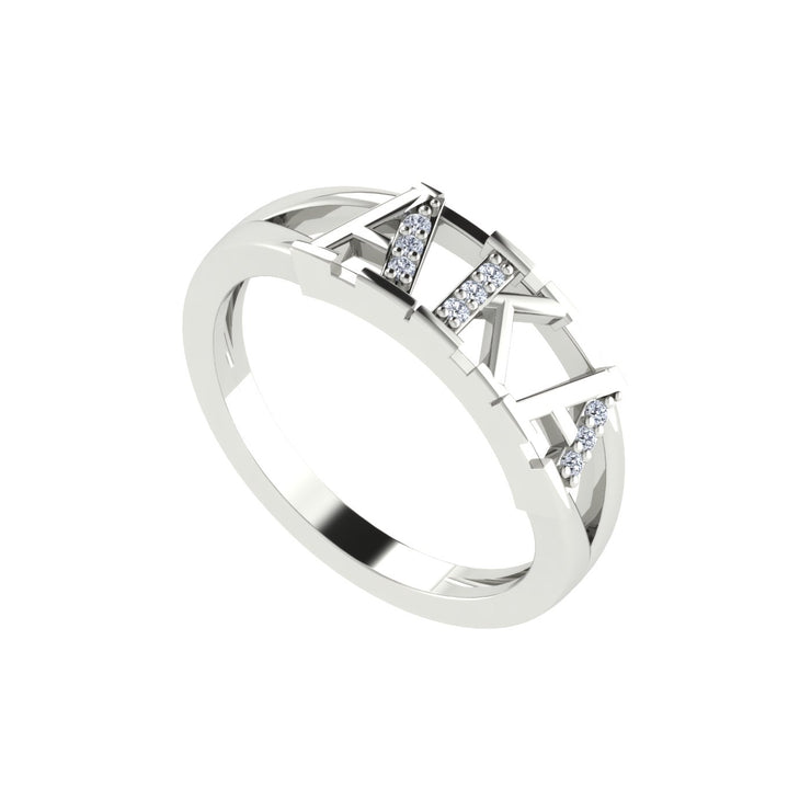 AKA-R001 Alpha Kappa alpha Horizontal Silver Ring (R001)