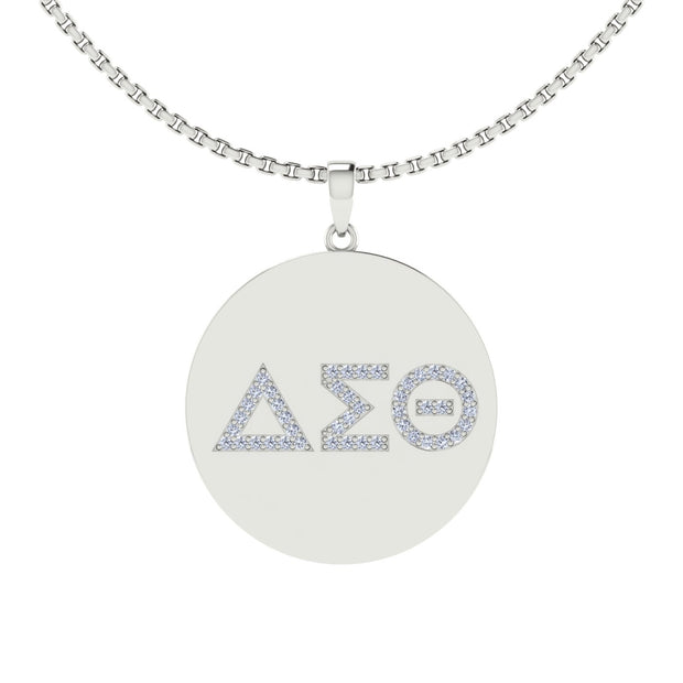 Delta Sigma Theta Sterling Silver Circle Pendant (P003)