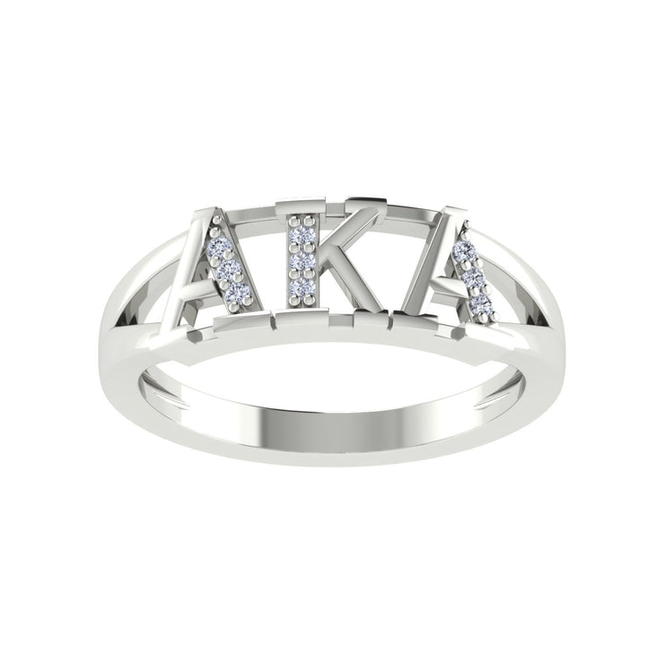 AKA-R001 Alpha Kappa alpha Horizontal Silver Ring (R001)