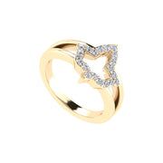 Alpha Kappa Alpha Ivy Leaf with Crystal and Yellow Gold Plated Ring (R015)