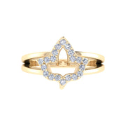 Alpha Kappa Alpha Ivy Leaf with Crystal and Yellow Gold Plated Ring (R015)