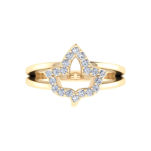 Alpha Kappa Alpha Ivy Leaf with Crystal and Yellow Gold Plated Ring (R015)