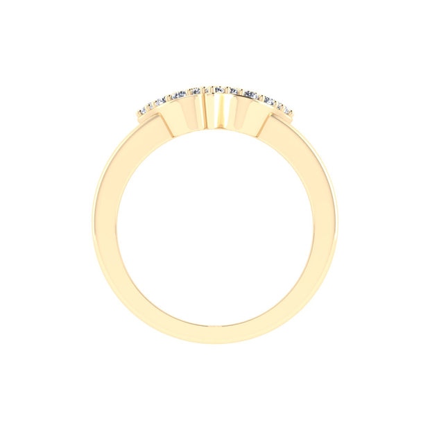 Alpha Kappa Alpha Ivy Leaf with Crystal and Yellow Gold Plated Ring (R015)