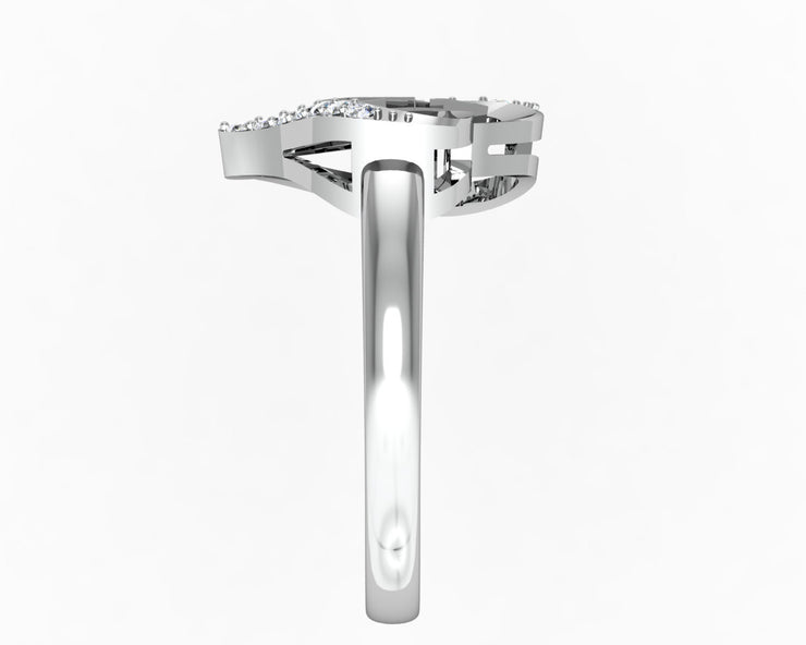 Alpha Omicron Pi Ring - Heart Shape Design, Sterling Silver  (AOP-R002)