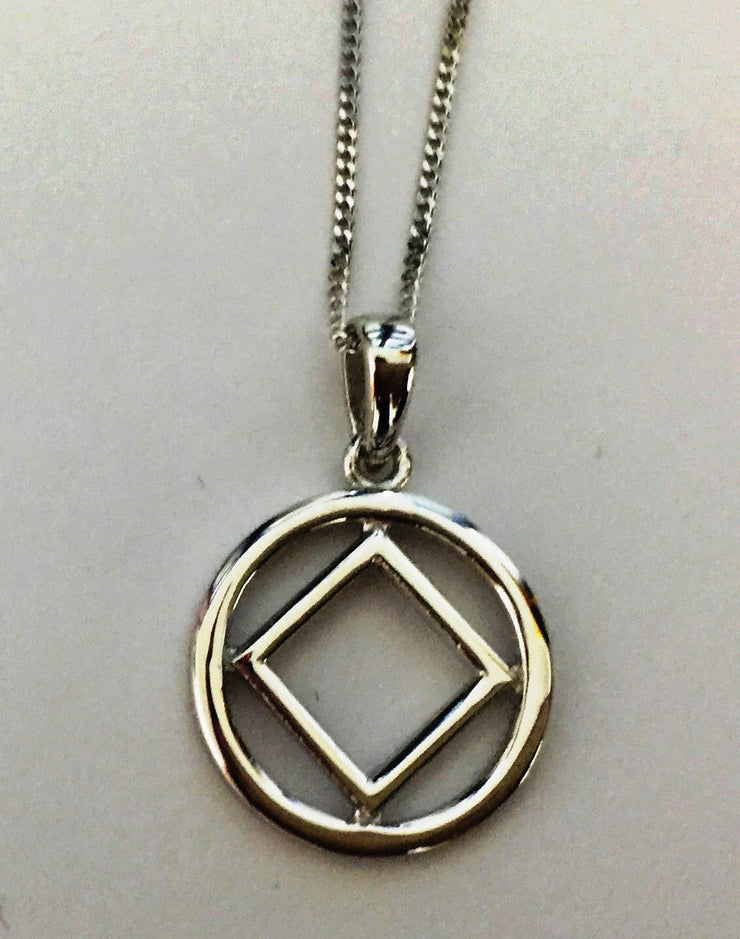 Narcotics Anonymous Necklace - 1/2" NA Silver Pendant