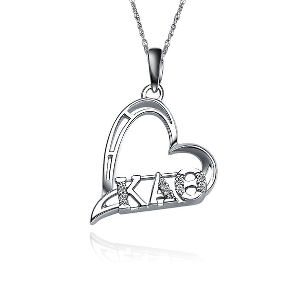 Kappa Alpha Theta Lavalier - Heart Shape Sterling Silver (P003)
