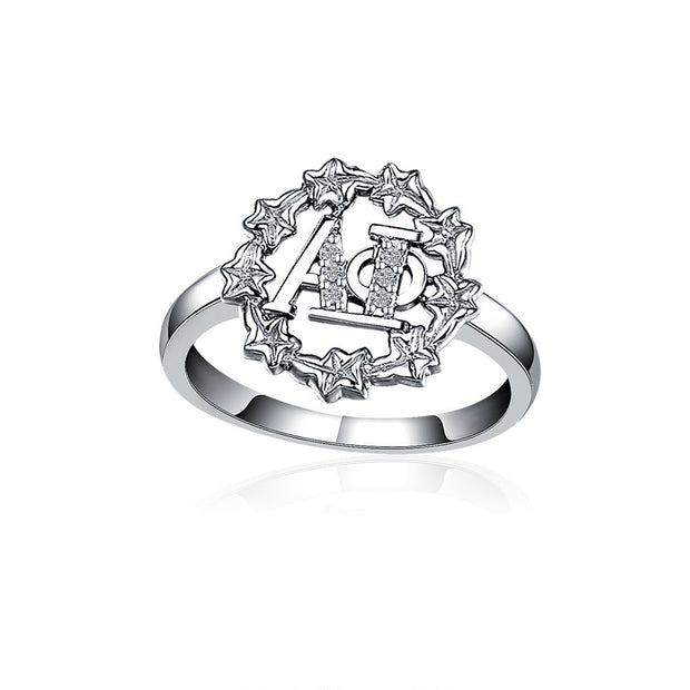 Alpha Phi Ring - Ivy Leaf Design Sterling Silver (R002)