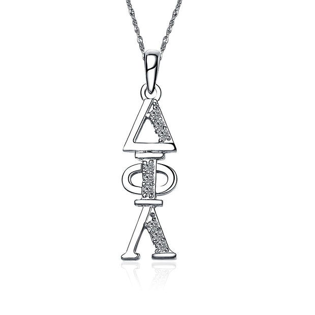 Delta Phi Lambda Necklace - Vertical Design, Sterling Silver (P001)