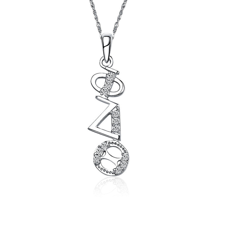 Phi Delta Theta Lavalier for Sweetheart - Sterling Silver; with 18" Silver Chain (PDT-P002)