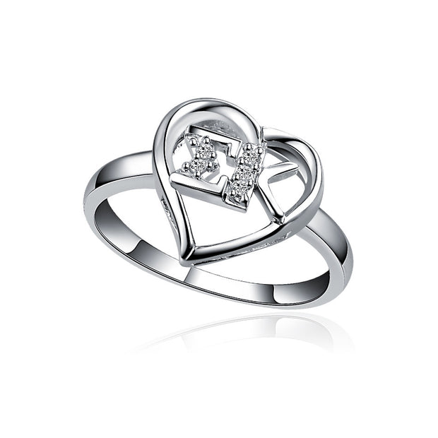 Sigma Kappa Ring - Letter Heart Design, sterling silver (SK-R003)
