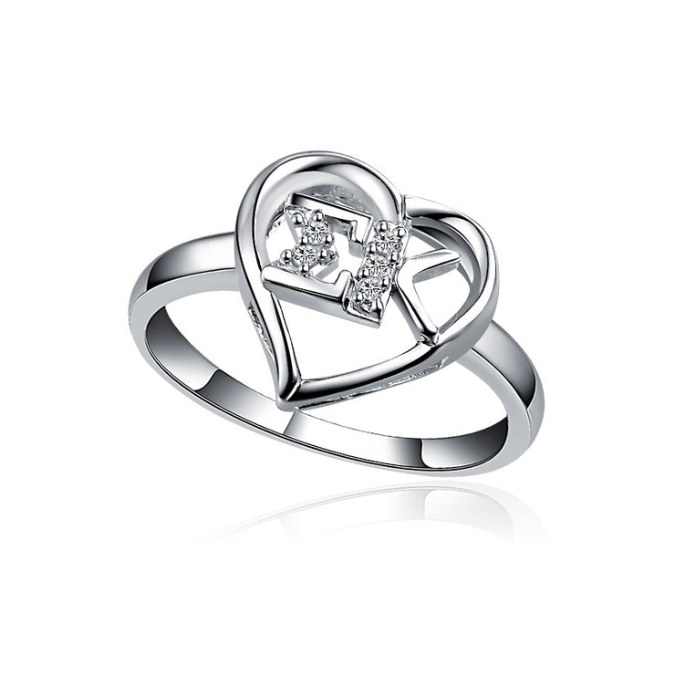 Sigma Kappa Ring - Heart Design, sterling silver (SK-R003)