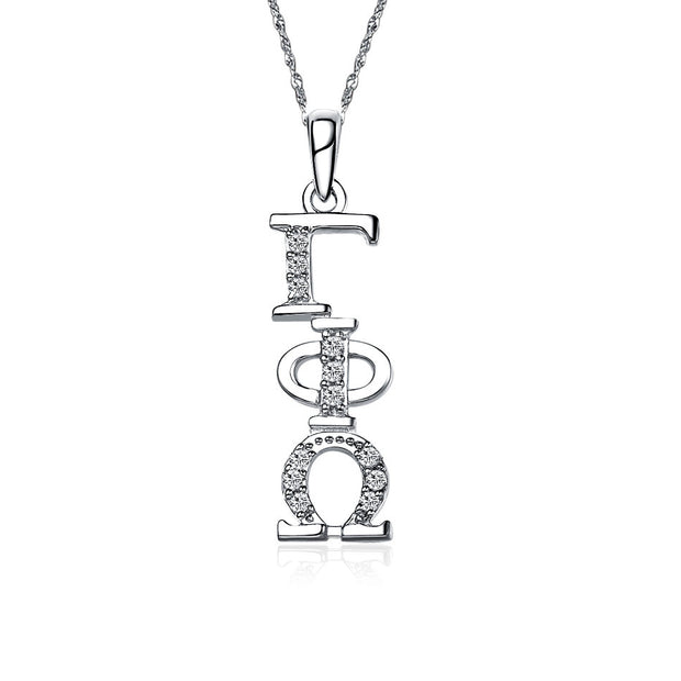 Gamma Phi Omega Necklace - Vertical Design, Sterling Silver (P001)