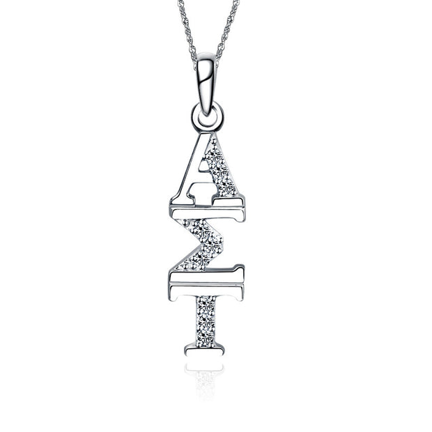 Alpha Sigma Tau Lavalier - Vertical Design Sterling Silver (P001)
