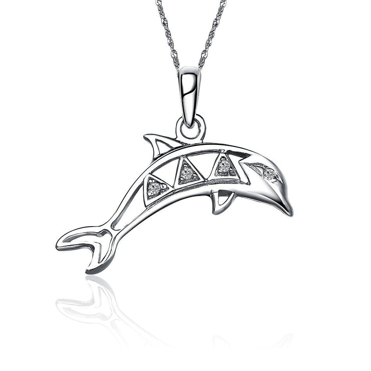 Dolphin Necklace - Sterling Silver (M027)