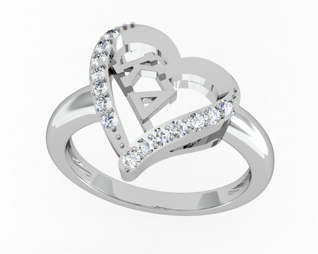 Kappa Delta Ring - Heart Design, Sterling Silver (R002)