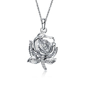 Delta Phi Lambda Necklace - Rose Design, Sterling Silver (M010)