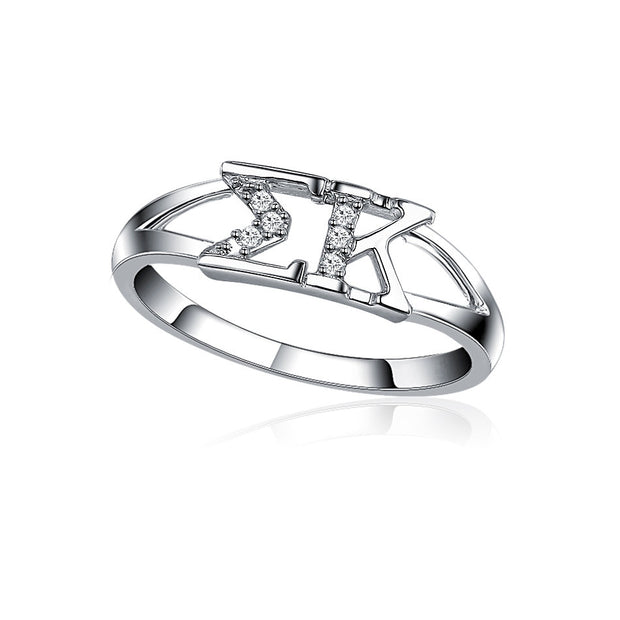 Sigma Kappa Classic Letter Ring - Sterling Silver (SK-R001)