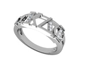 Alpha Kappa Delta Phi Ring - Horizontal Design, Sterling Silver (aKDP-R001)