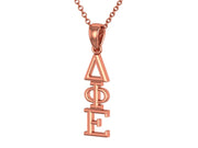 Delta Phi Epsilon Necklace Sterling Silver with Rose Gold Plating / DPhiE Necklace / Unicorn Lavalier / Big Little Gift / Sorority Jewelry