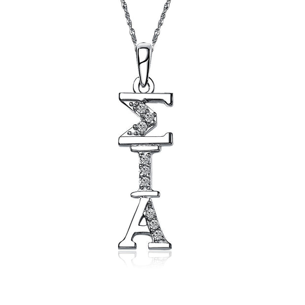 Sigma Iota Alpha Lavalier, Vertical Design, Sterling Silver (SIA-P001)