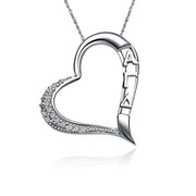 Alpha Gamma Delta Necklace, Embedded Heart Design, Sterling Silver (AGD-P008)