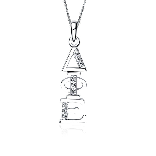 Delta Phi Epsilon Lavalier, Vertical Design, Sterling Silver (P001)