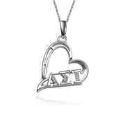 Alpha Sigma Tau Ring - Heart Shape Design, Sterling Silver (AST-P004)