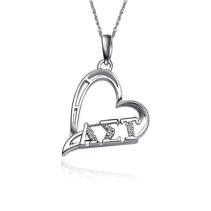 Alpha Sigma Tau Ring - Heart Shape Design, Sterling Silver (AST-P004)