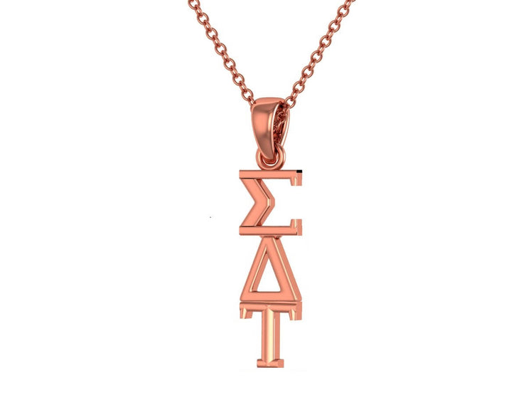 Sigma Delta Tau Necklace - Sterling Silver with Rose Gold Plating / SDT Necklace / Big Little Gift / Sorority Jewelry