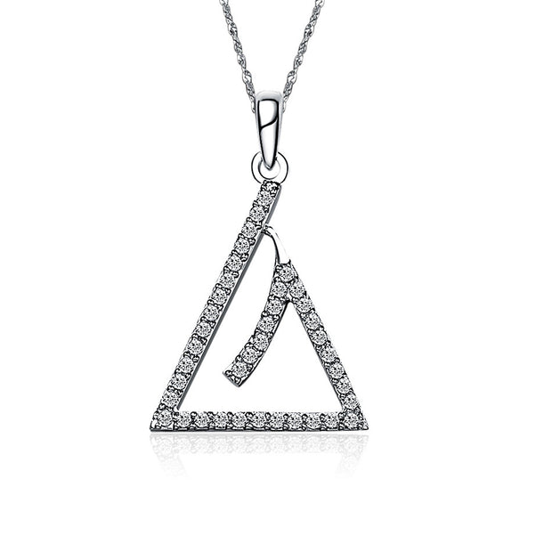 Delta Delta Delta Lavalier - Triangle Design, Sterling Silver (M017)