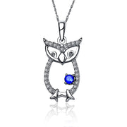 Chi Omega Owl Lavalier, Sterling Silver (M025)