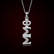 Phi Sigma Sigma Lavalier - Vertical Design Sterling Silver (PSS-P001)