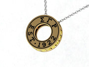 Sigma Gamma Rho Necklace - Eternity Love Design Sterling Silver Pendant with Golden Crystal