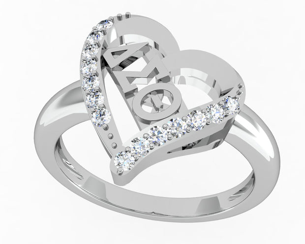 Delta Sigma Theta Sterling Silver Heart Ring (R010)