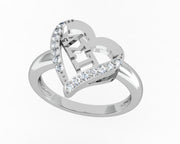Alpha Sigma Tau Ring, Heart Shape Design, Sterling Silver (AST-R002)