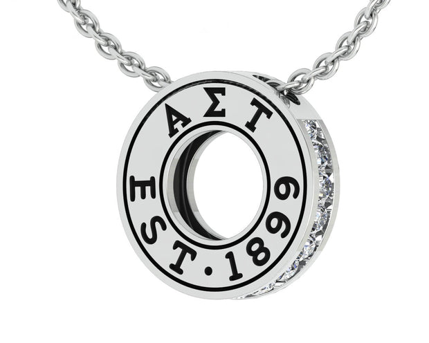 Alpha Sigma Tau Necklace - Eternity Love Design, Sterling Silver (P007)