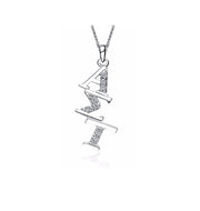 Alpha Sigma Tau Necklace, Diagonal Design, Sterling Silver (AST-P002)