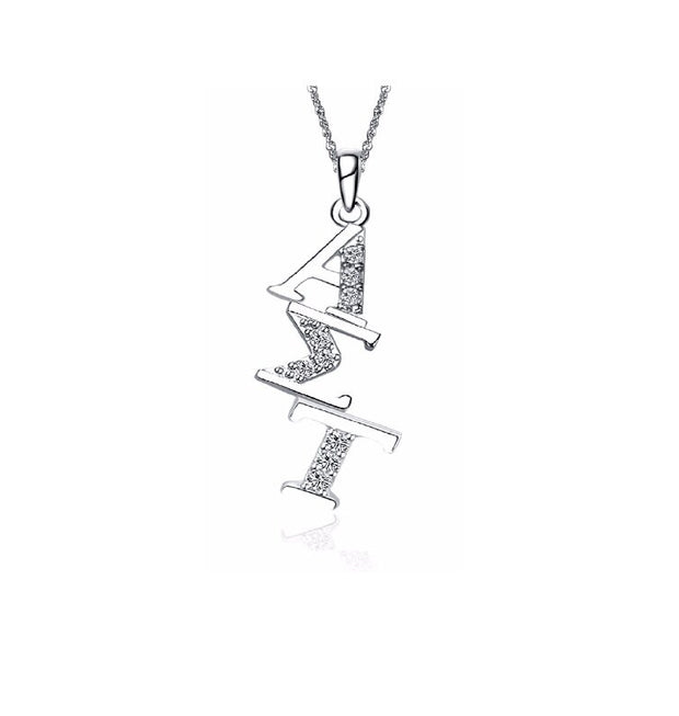 Alpha Sigma Tau Necklace, Diagonal Design, Sterling Silver (P002)