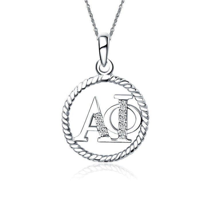 Alpha Phi Necklace, Sterling Silver (AP-P003)