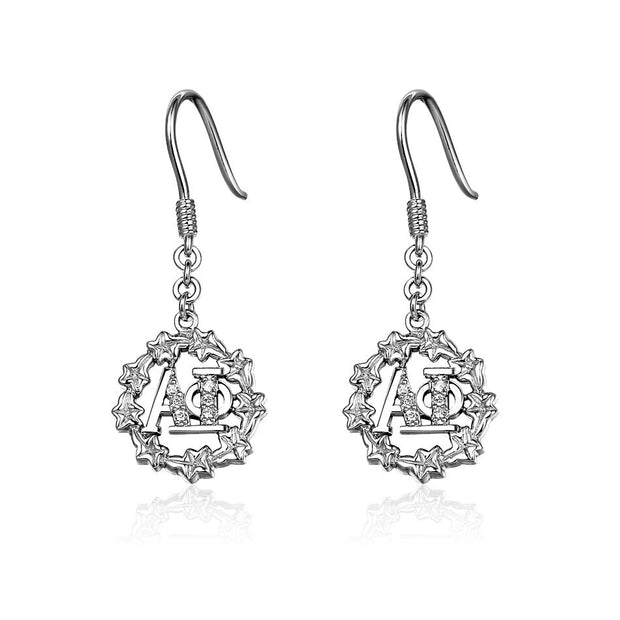 Alpha Phi Earring, Exclusive Badge Design, Sterling Silver (E001)