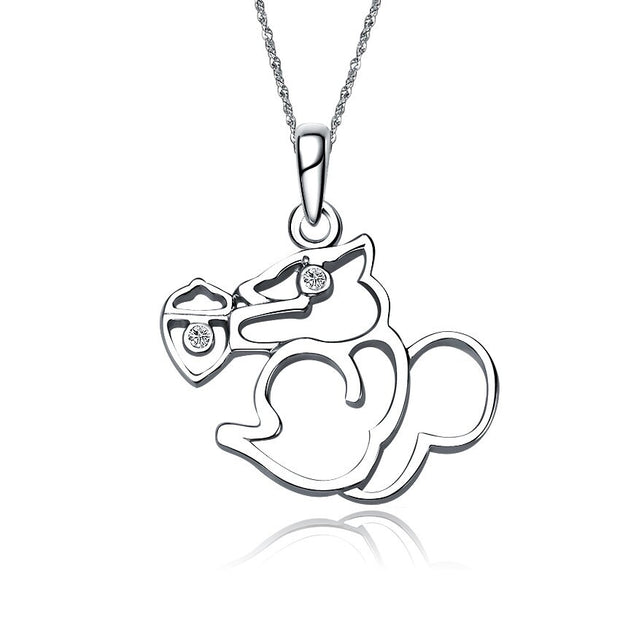 Alpha Gamma Delta Lavalier, Squirrel Design, Sterling Silver (M0012)