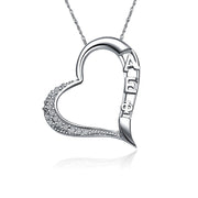 Alpha Epsilon Phi Necklace, Embedded Heart Design, Sterling Silver (AEP-P006)