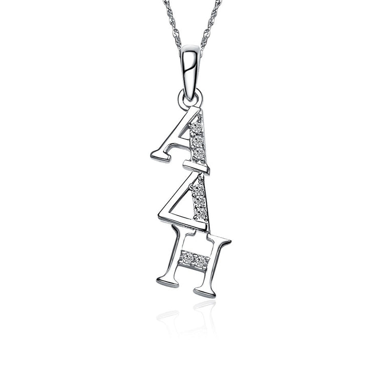 Alpha Delta Eta Necklace, Diagonal Design, Sterling Silver (ADE-P002)
