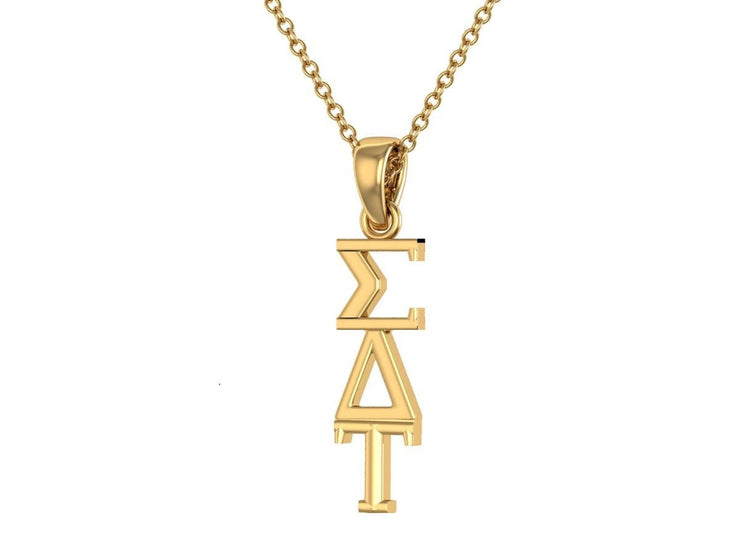Sigma Delta Tau Pendant, Sterling Silver with Yellow Gold Plating
