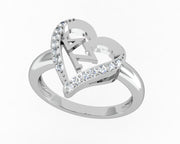 Delta Zeta Ring - Heart Design Sterling Silver (DZ-R003)