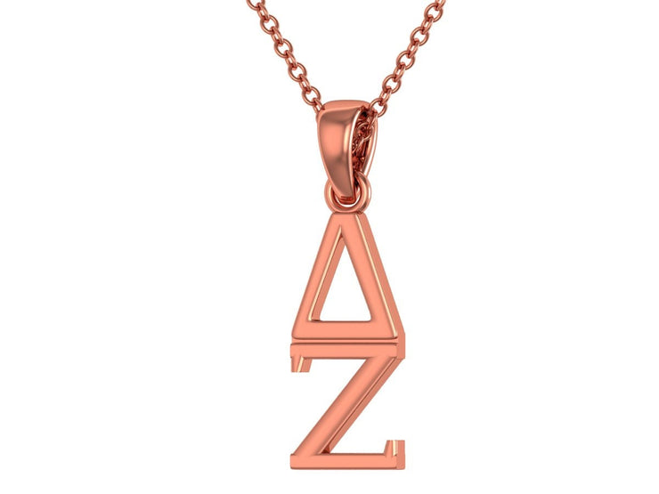 Delta Zeta Necklace - Sterling Silver with Rose Gold Plating / DZ Necklace / Turtle Lavalier / Big Little Gift / Sorority Jewelry /DZ Gifts
