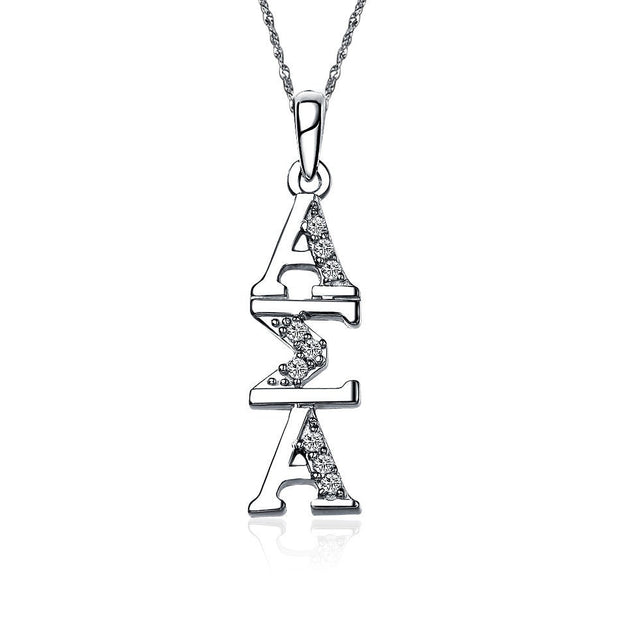 Alpha Sigma Alpha Lavalier - Vertical Design Sterling Silver (P001)