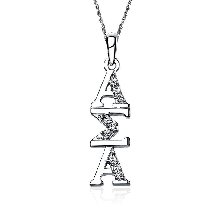 Alpha Sigma Alpha Lavalier - Vertical Design Sterling Silver  (ASA-P001)
