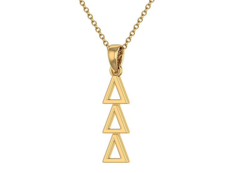 Delta Delta Delta Pendant, Sterling Silver with Yellow Gold Plating