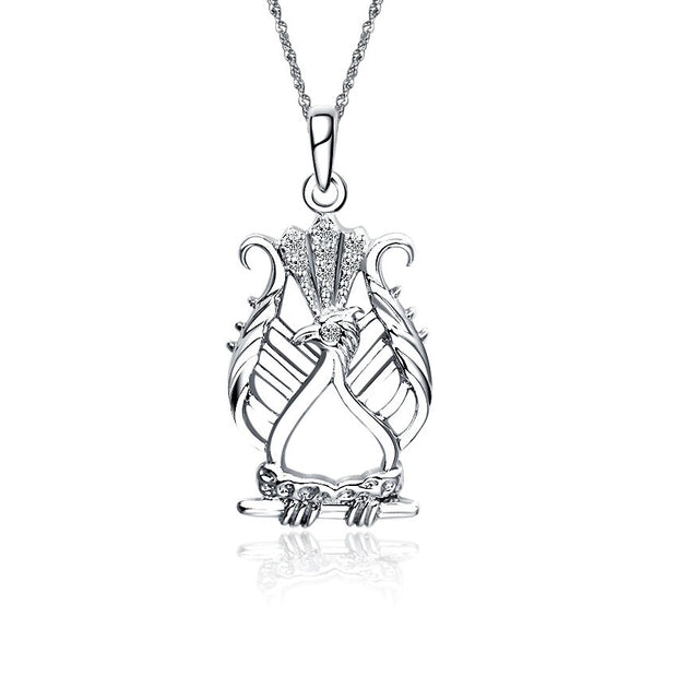 Alpha Chi Omega Lavalier -  Lyre Design, Sterling Silver (P006)